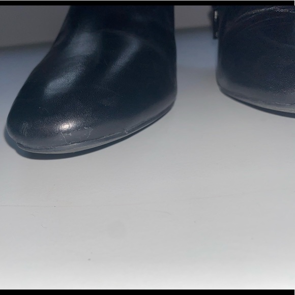 Ralph Lauren Black Leather Brinly Heeled Ankle Boots Booties 7.5 - Picture 6 of 9